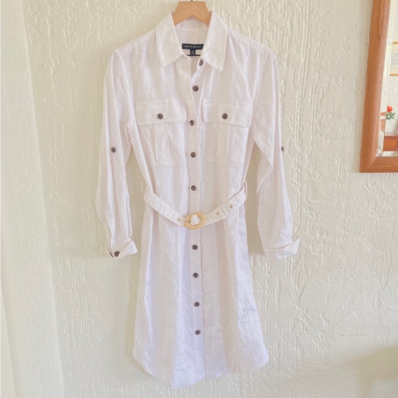 Banana Republic White Long Sleeve Button Down Safari Shirt Dress Size XS - Picture 2 of 12